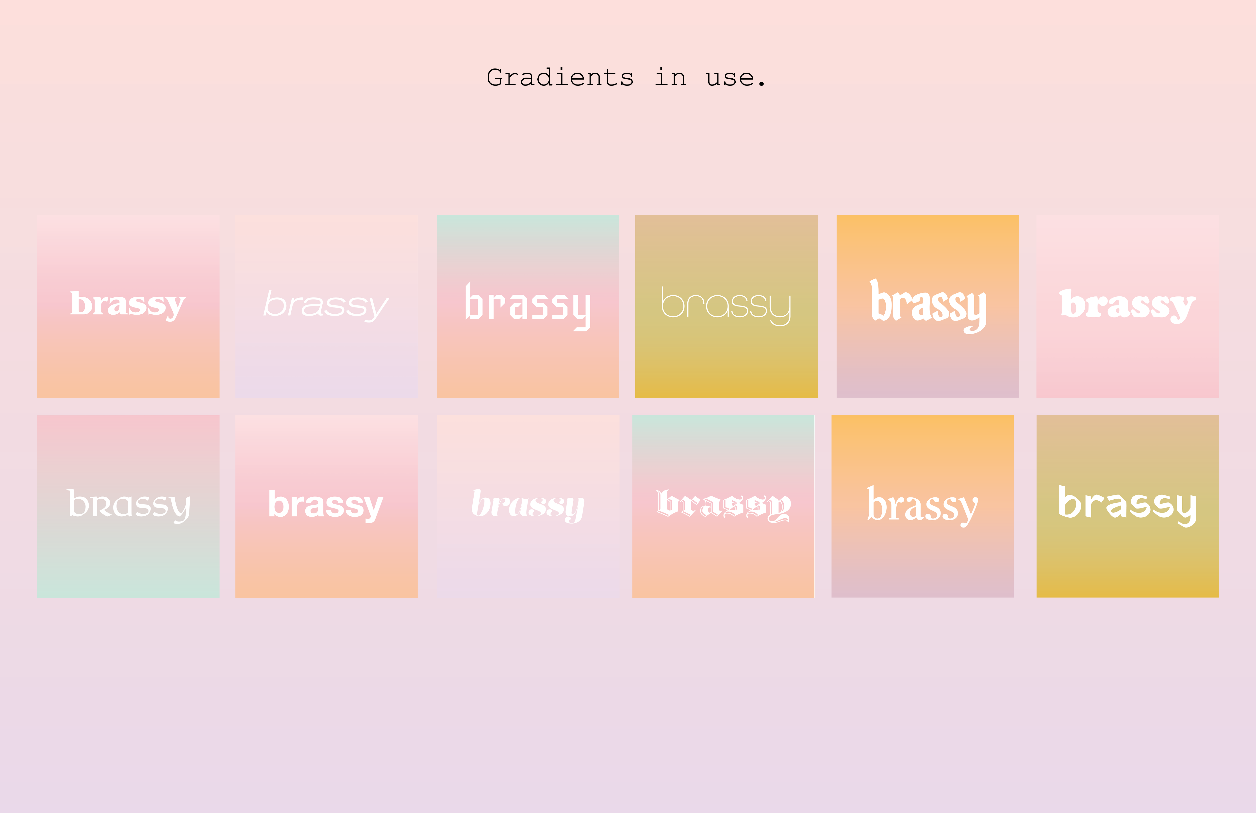 brassy graphic identity-gradients in use